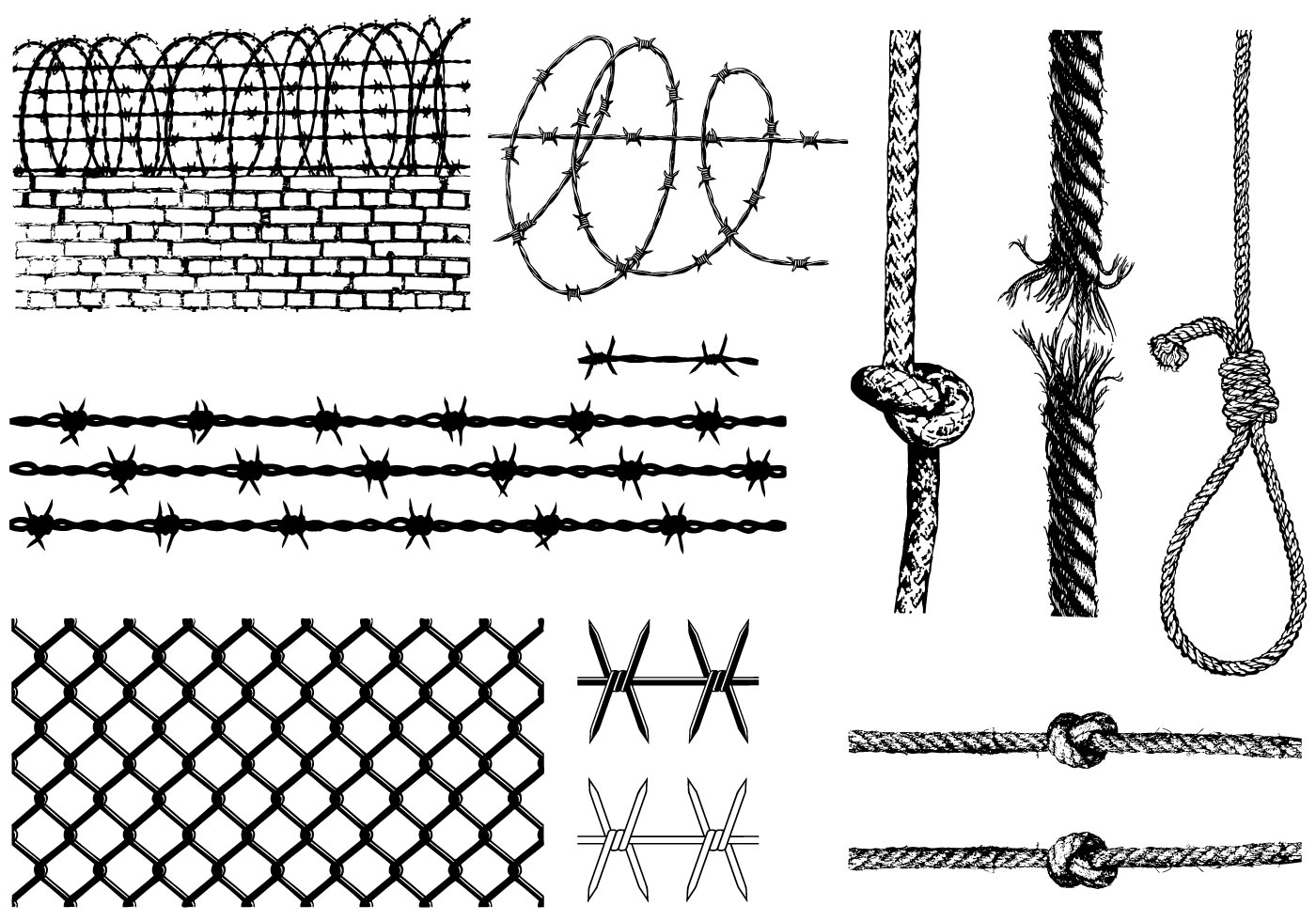 Barbed Wire and Ropes Vector Pack Download Free Vector Art, Stock