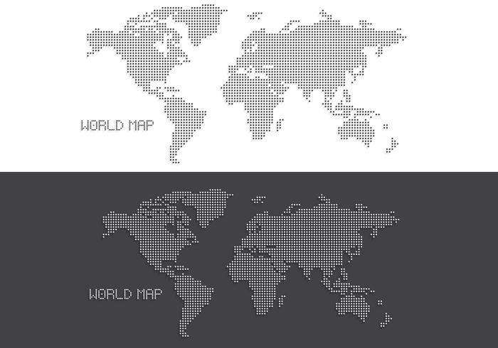 Black And White Dotted World Map Vector Download Free Vector Art