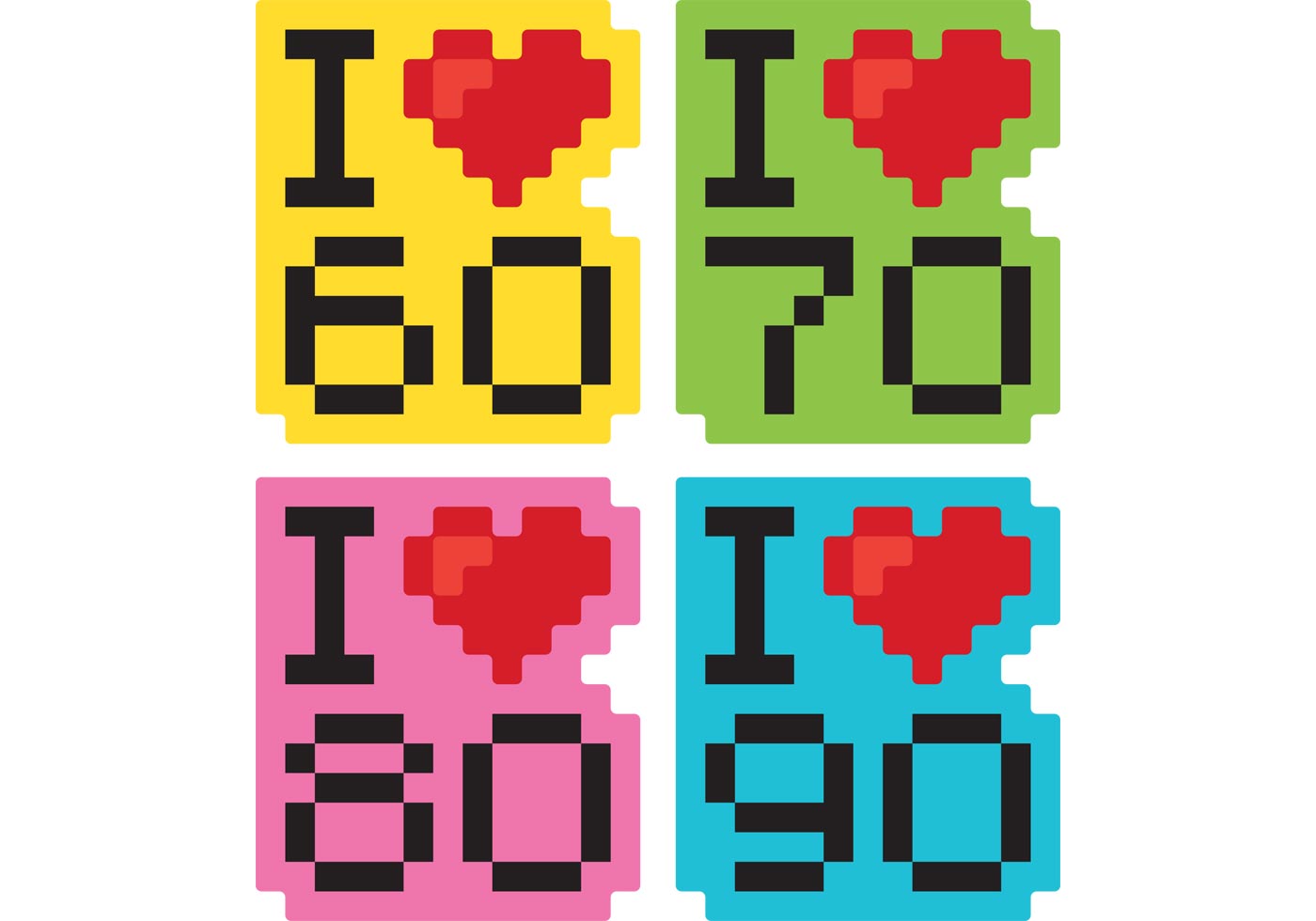 I Love the Decades Vectors Download Free Vector Art, Stock Graphics