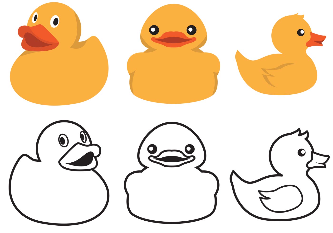 Rubber Duck Color And Outline Vector - Download Free Vector Art, Stock