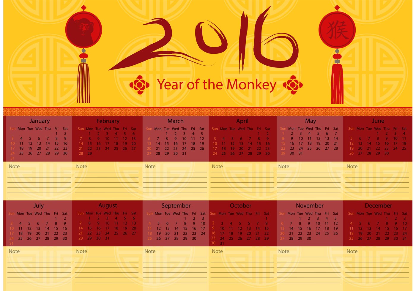 Chinese 2016 Calendar Vector - Download Free Vector Art, Stock Graphics & Images1400 x 980