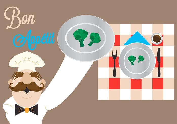 Vector Illustration of a Chef with Broccoli 