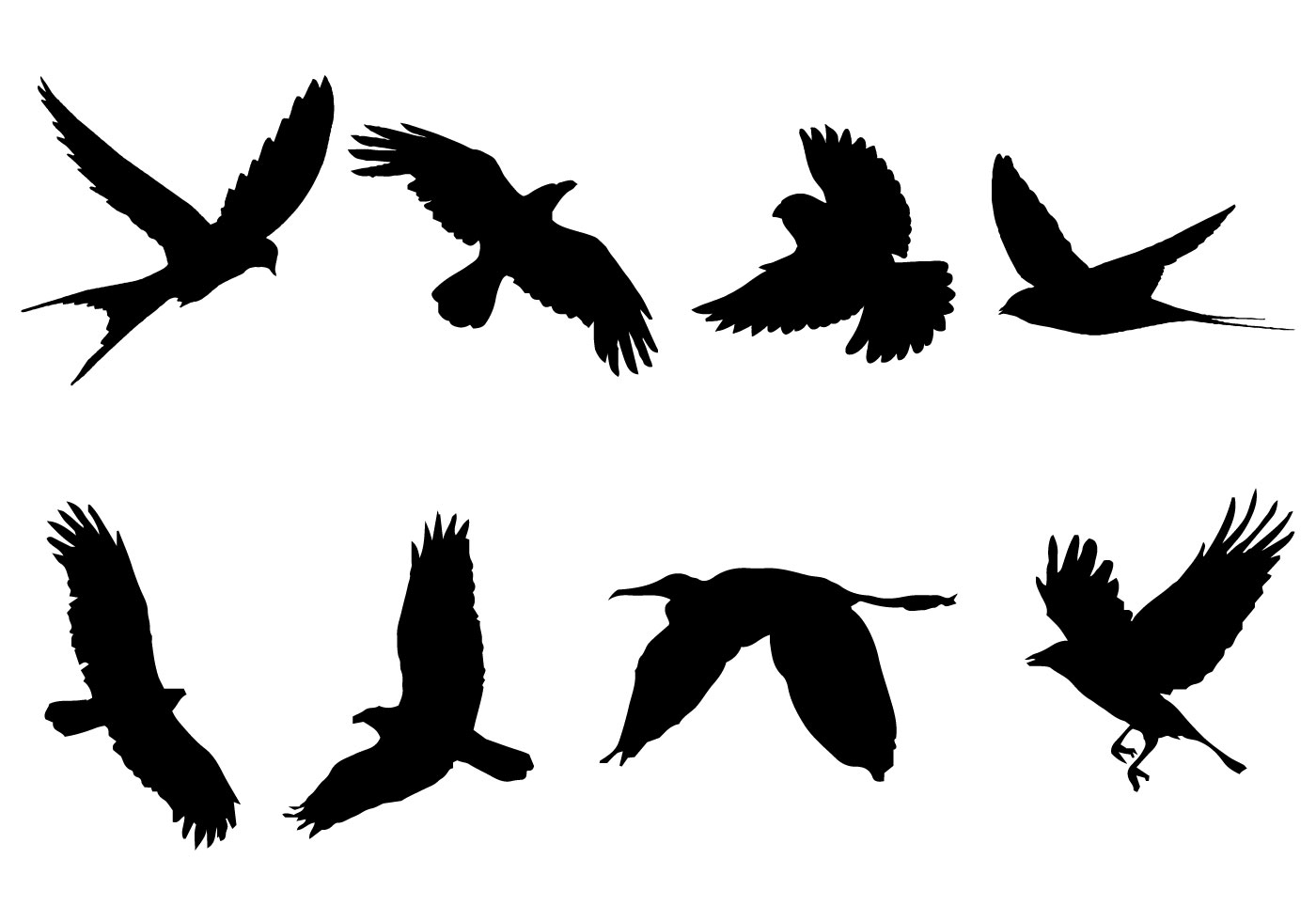 Flying Bird Silhouette Vector Download Free Vector Art