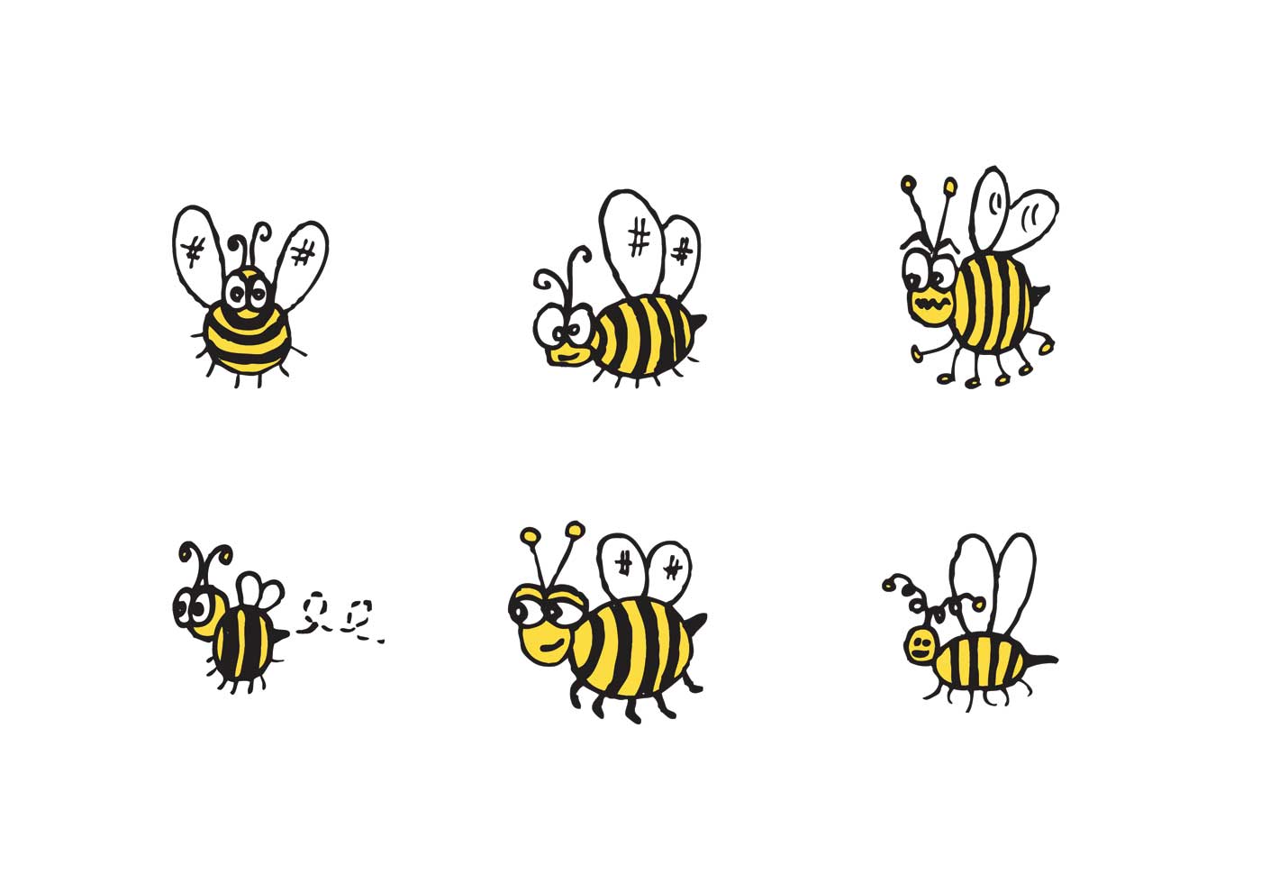 Free Cute Bee Vector Series - Download Free Vector Art, Stock Graphics