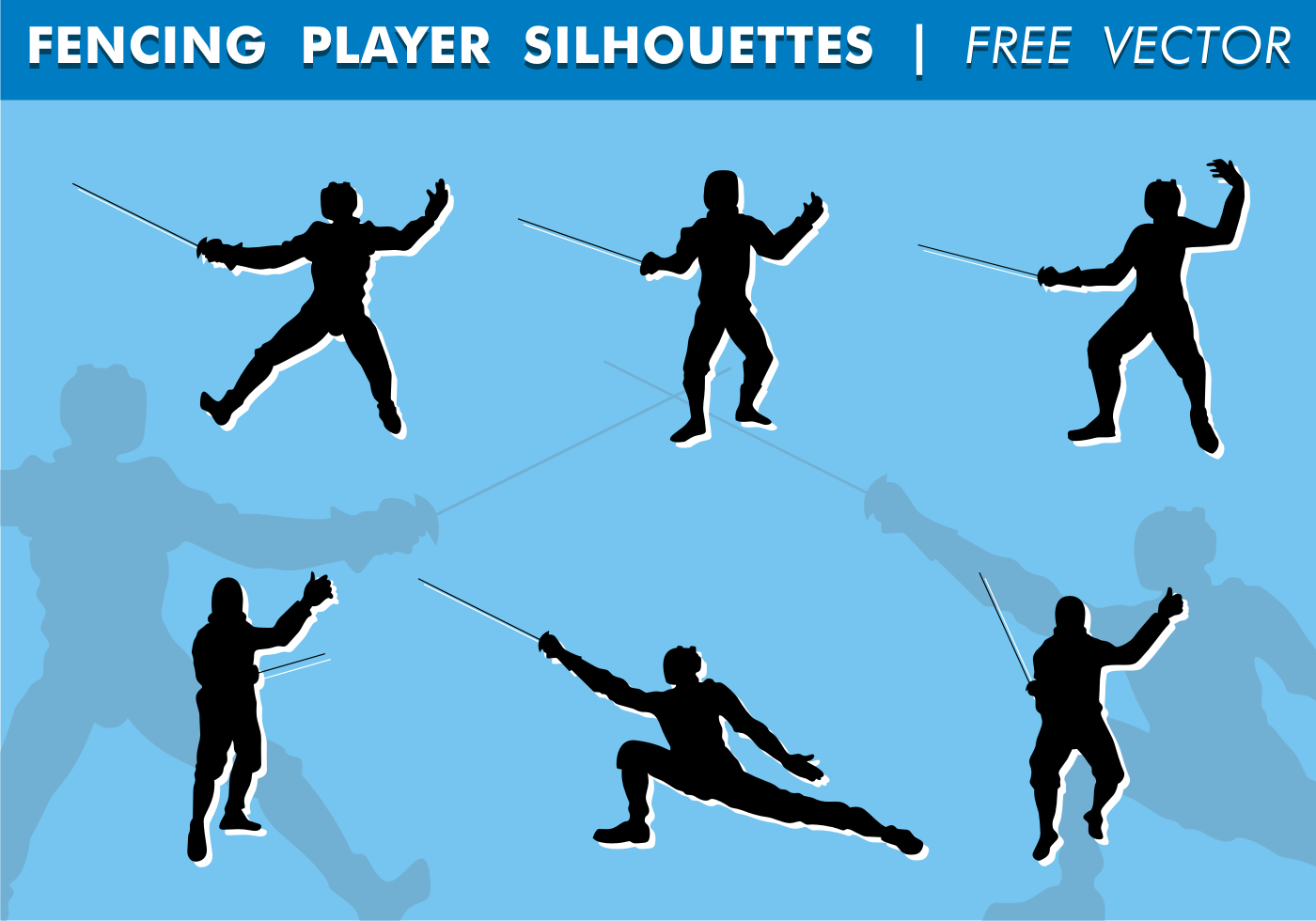 Fencing Player Silhouettes Free Vector Download Free Vector Art