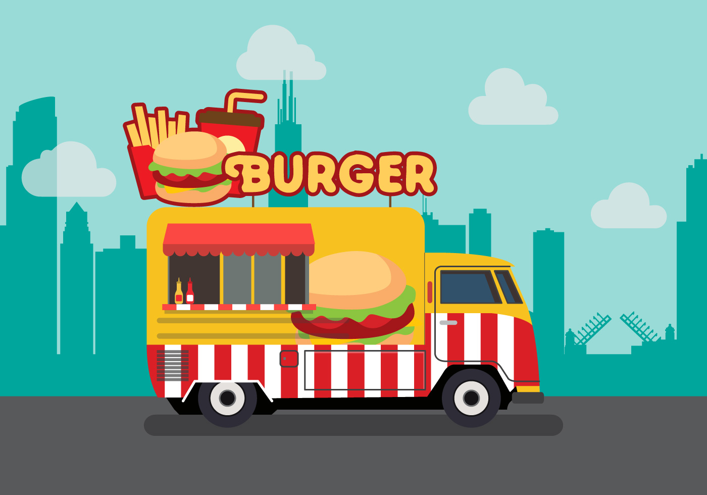 Vector Burger Truck Download Free Vector Art, Stock