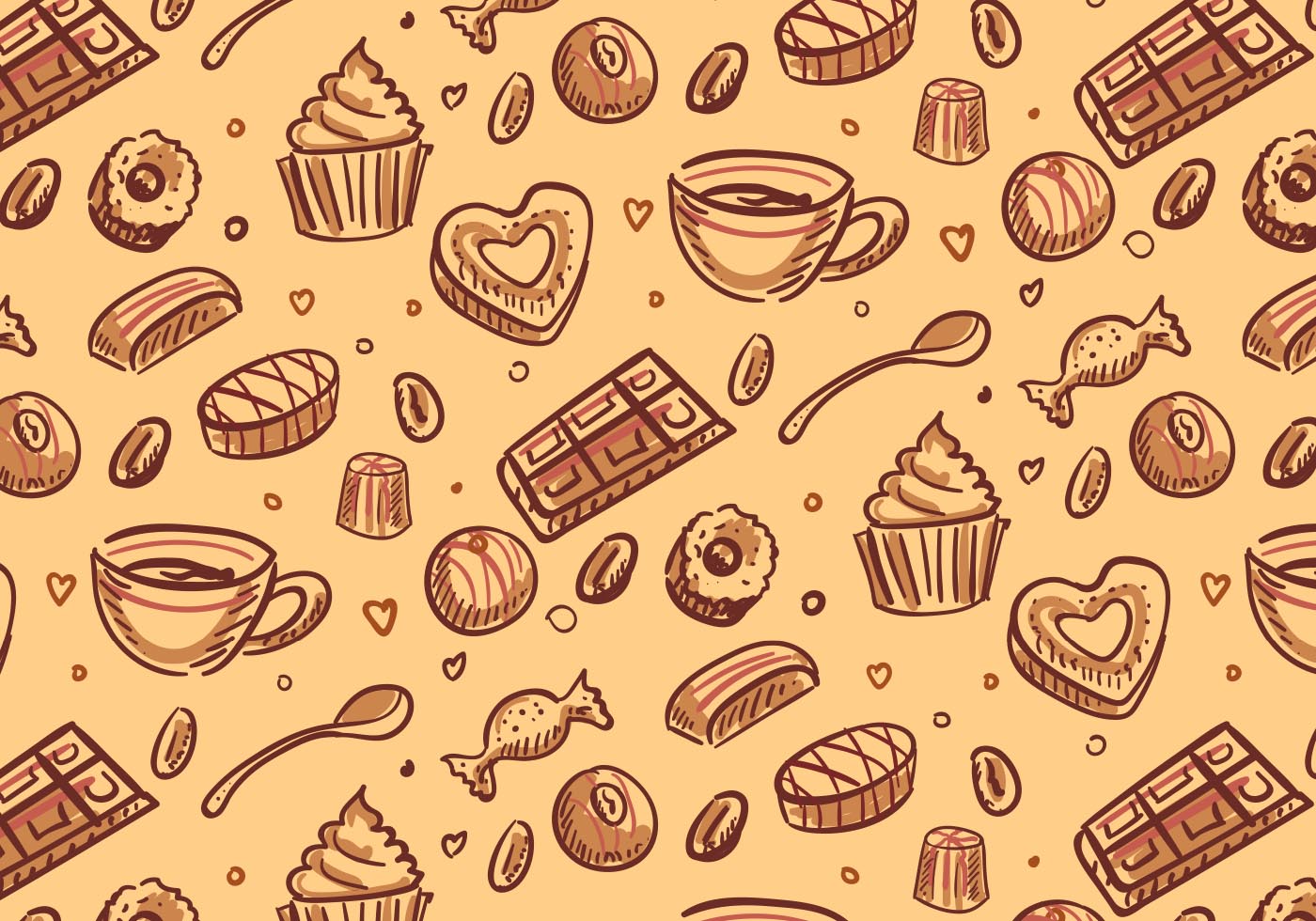 Chocolate Candy Pattern Vector - Download Free Vector Art, Stock