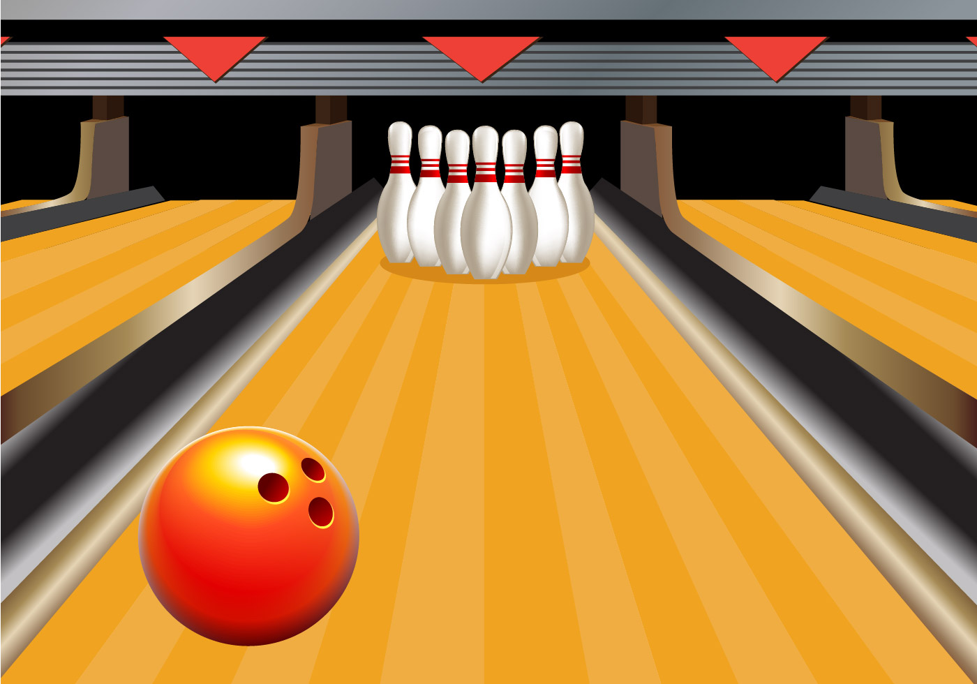 Bowling Alley Vector Download Free Vector Art, Stock