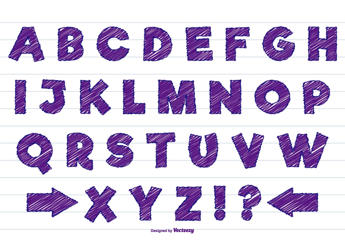 Purple Scribble Style Alphabet Set Download Free Vector Art Stock