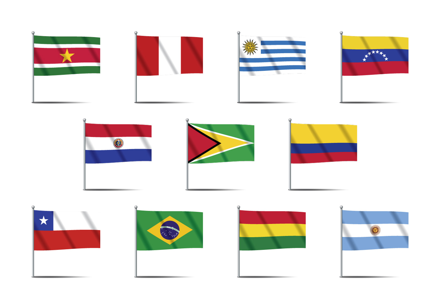 South America Country Flag Vectors Download Free Vector Art Stock