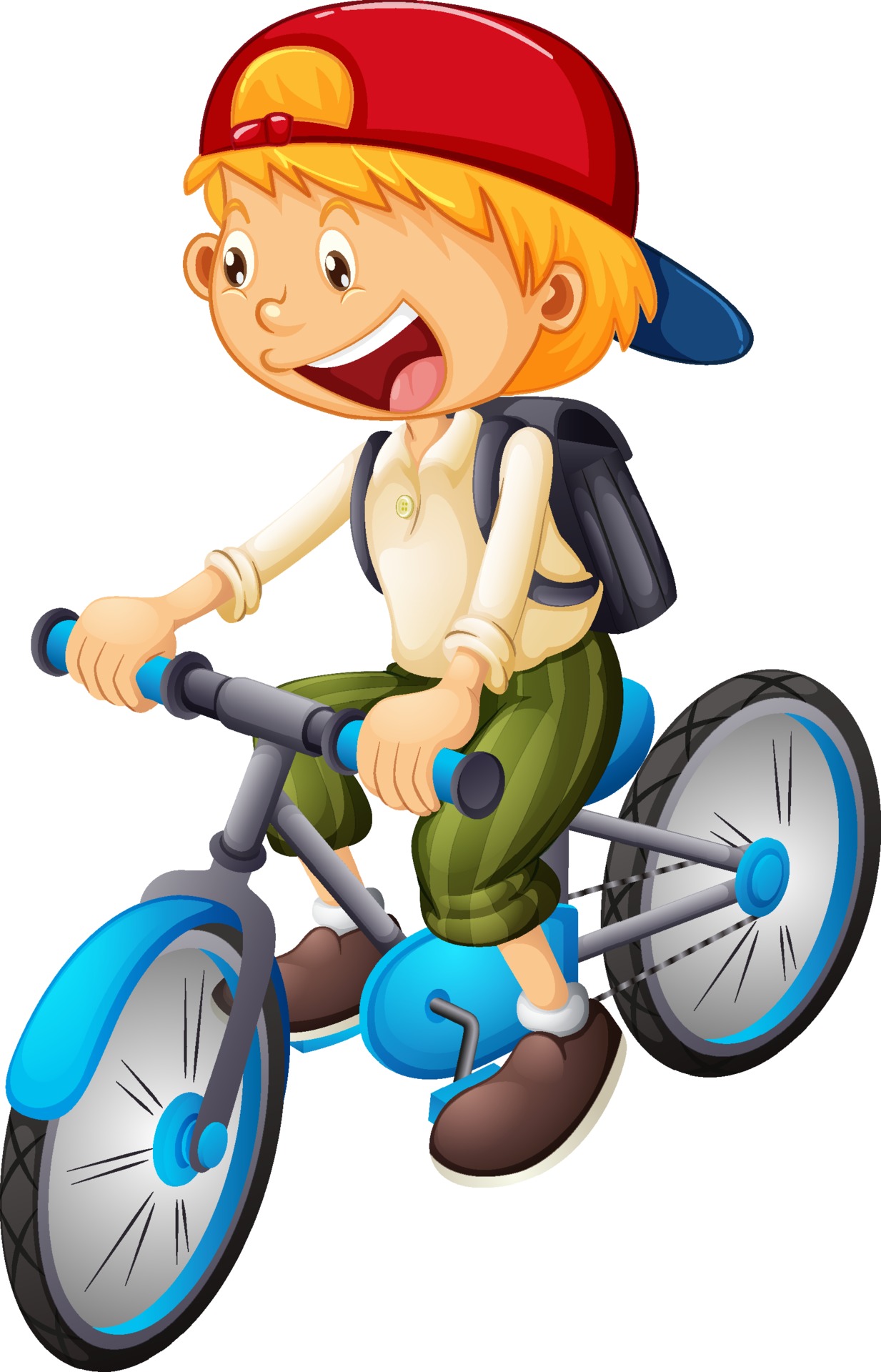 A Boy Riding A Bicycle Cartoon Character Isolated On White Background