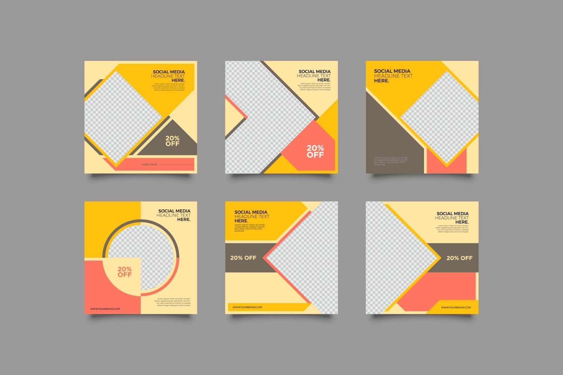 Minimalist Nude Color Social Media Post Template Bundle Vector Art At Vecteezy