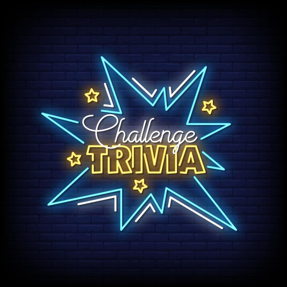 Challenge Trivia Neon Signs Style Text Vector Vector Art At