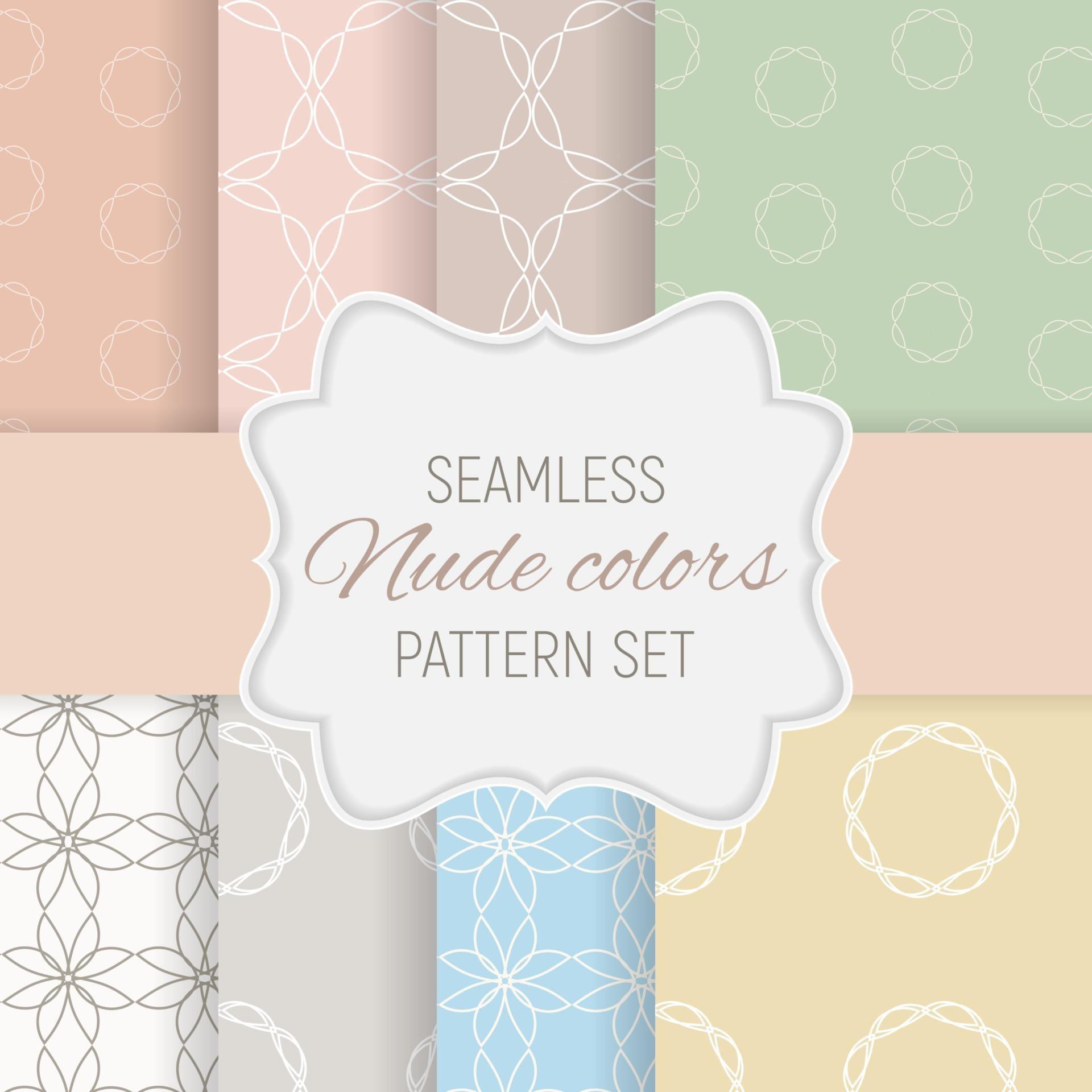 Abstract Seamless Geometric Pattern In Nude Colors Collection Set Vector Illustration