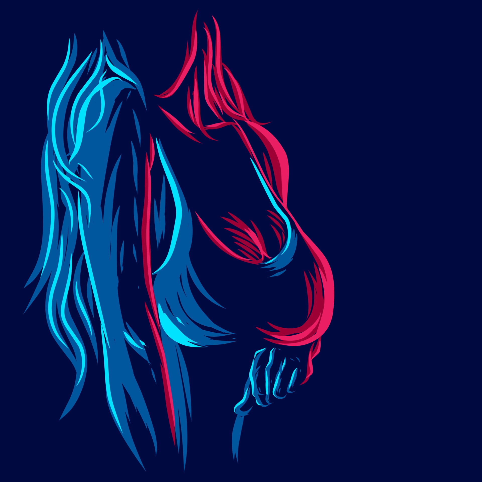 Bikini Lady Woman In A Beach Line Pop Art Potrait Logo Colorful Design With Dark Background