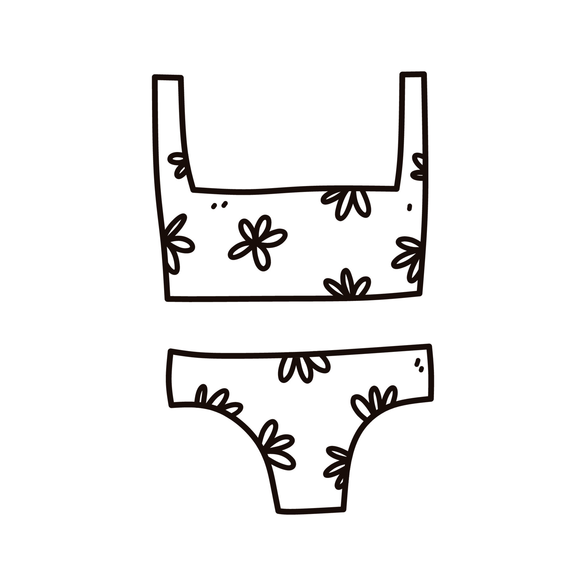 Traje De Ba O Bikini Femenino Con Patr N Floral Aislado Sobre Fondo Blanco Ropa De Playa De