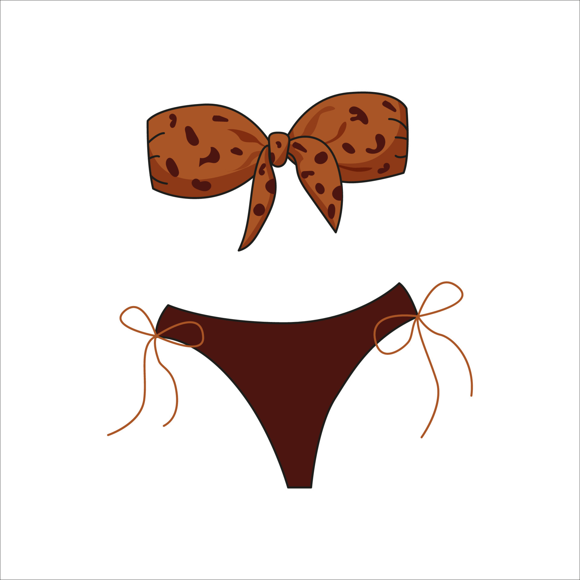 Female Two Piece Swimsuit With Leopard Print Stylish Bikini Top And Bottom Fashionable Beach