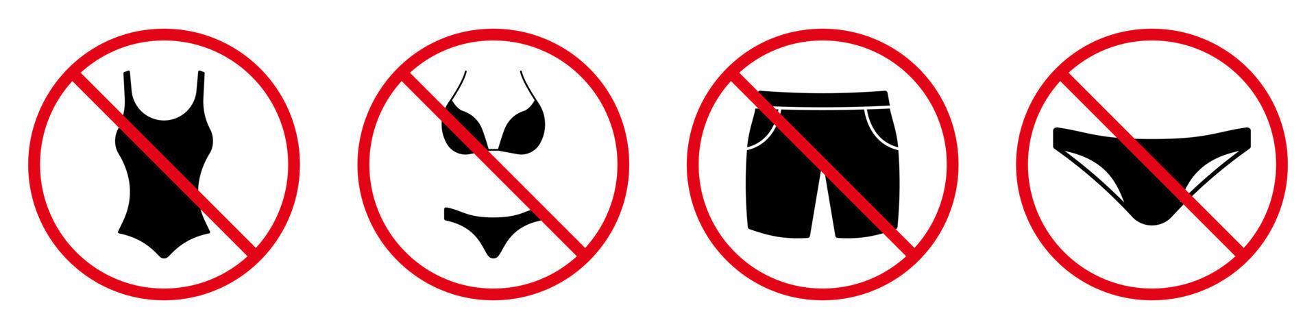 Nude Beach Summer Silhouette Sign Set Forbidden Enter In Bikini Swimwear Short Trunks Two Piece