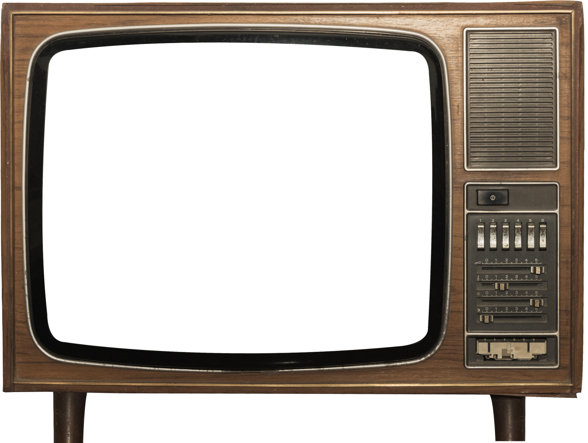 Vintage Television With Cut Out Screen On Isolated PNG