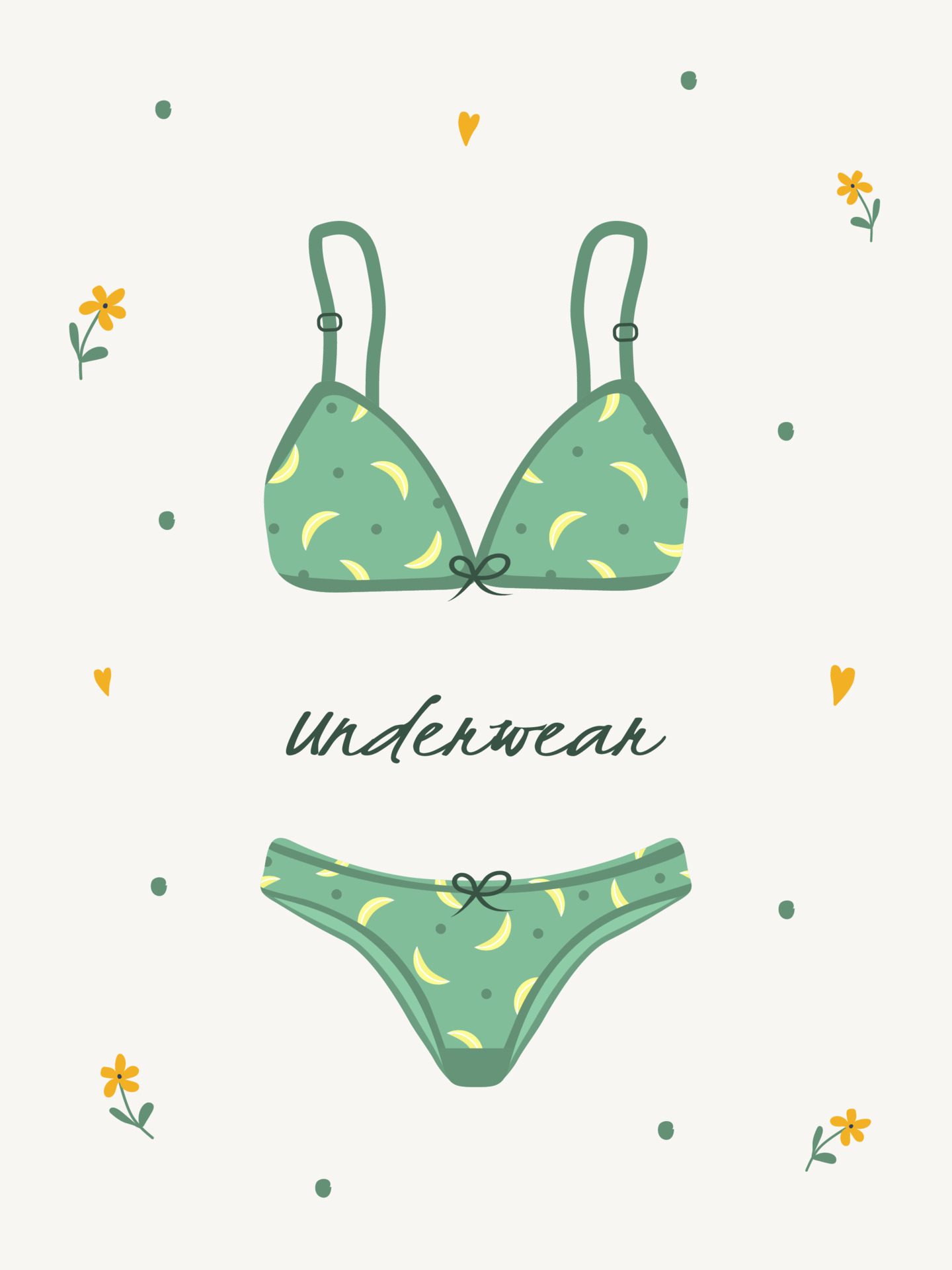 Modern Female Lingerie Or Swimwear Isolated On White Background Trendy Hand Drawn Underwear Or