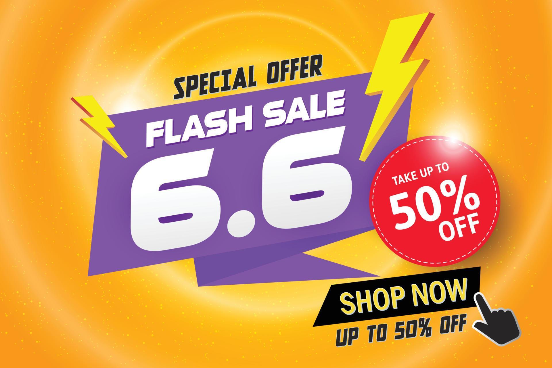 Flash Sale Banner Template On Hot Color Background Vector Art At Vecteezy