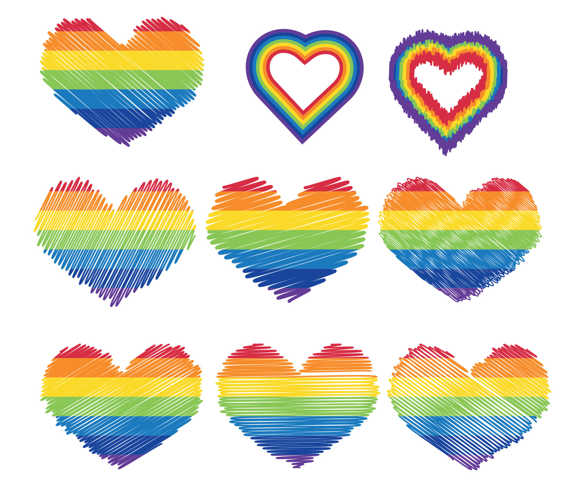 Orgullo Lgbt Coraz N Vector Icono Conjunto Lesbiana Gay Bisexual Transg Nero Concepto S Mbolo