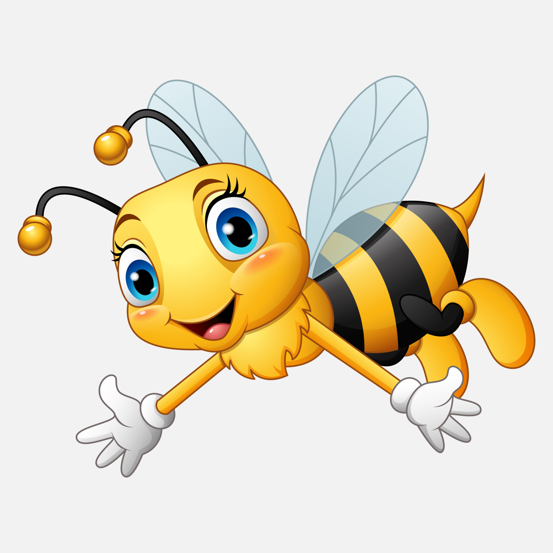Cartoon Happy Bee Waving Hand 12069258 Vector Art At Vecteezy