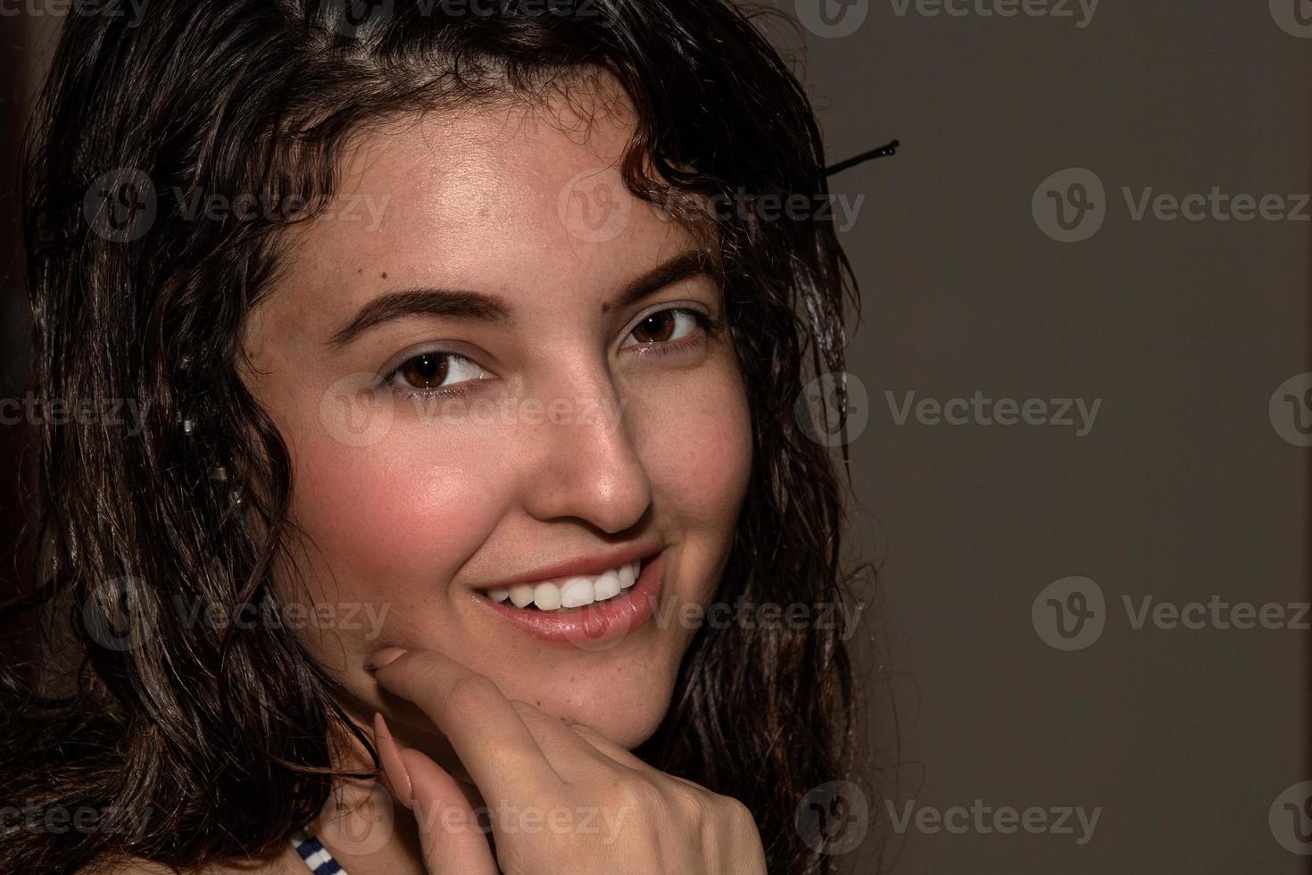 Smiling Black Hair Mexican Latina Girl Portrait Looking At You Stock Photo At Vecteezy