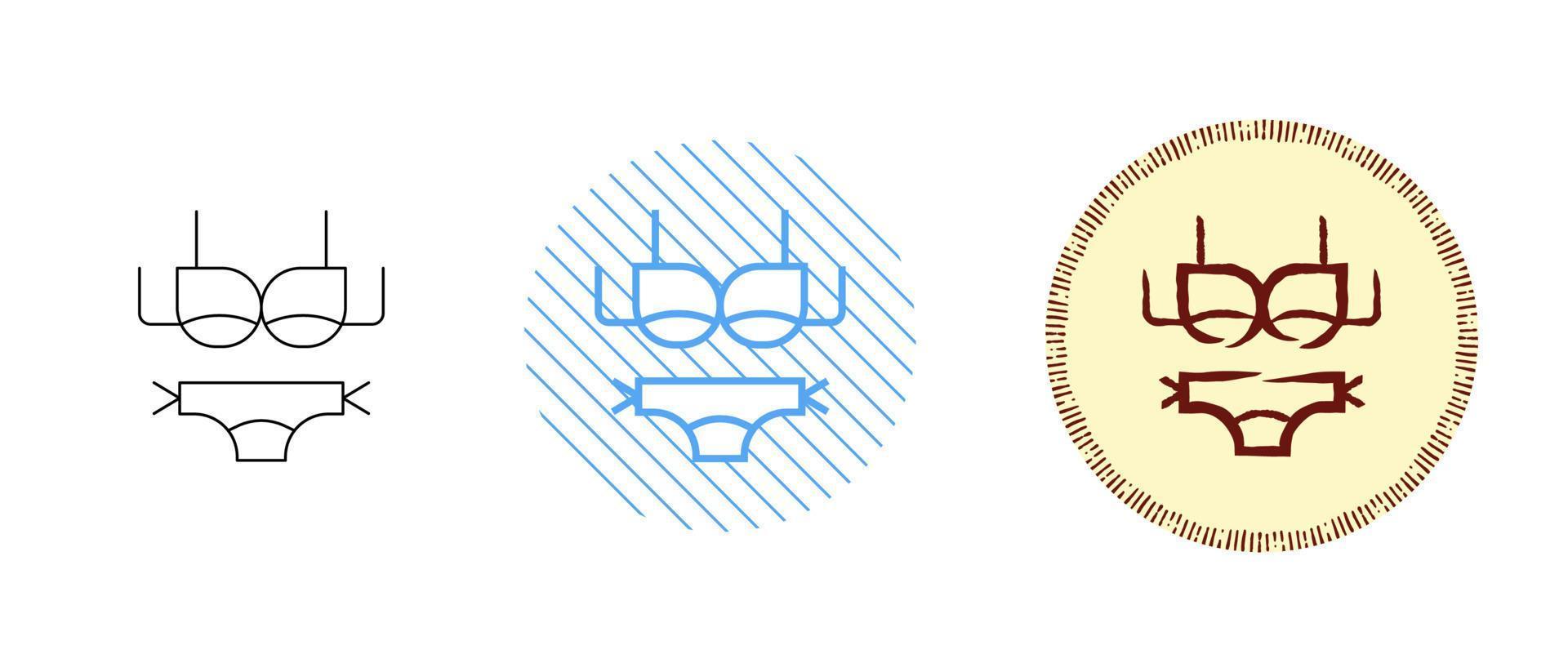 This Is A Set Of Contour And Color Bikini Icons Vector Art At