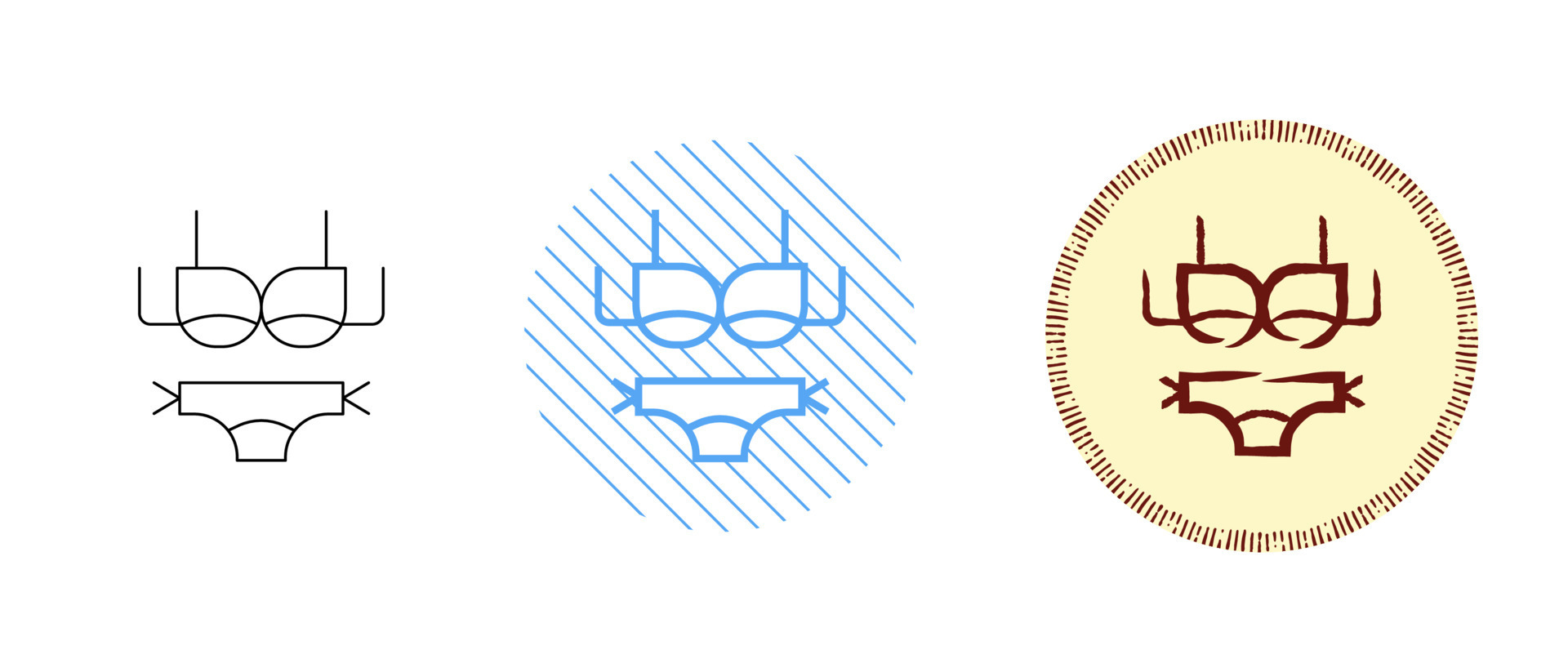Este Es Un Conjunto De Iconos De Bikini De Contorno Y Color Vector En Vecteezy