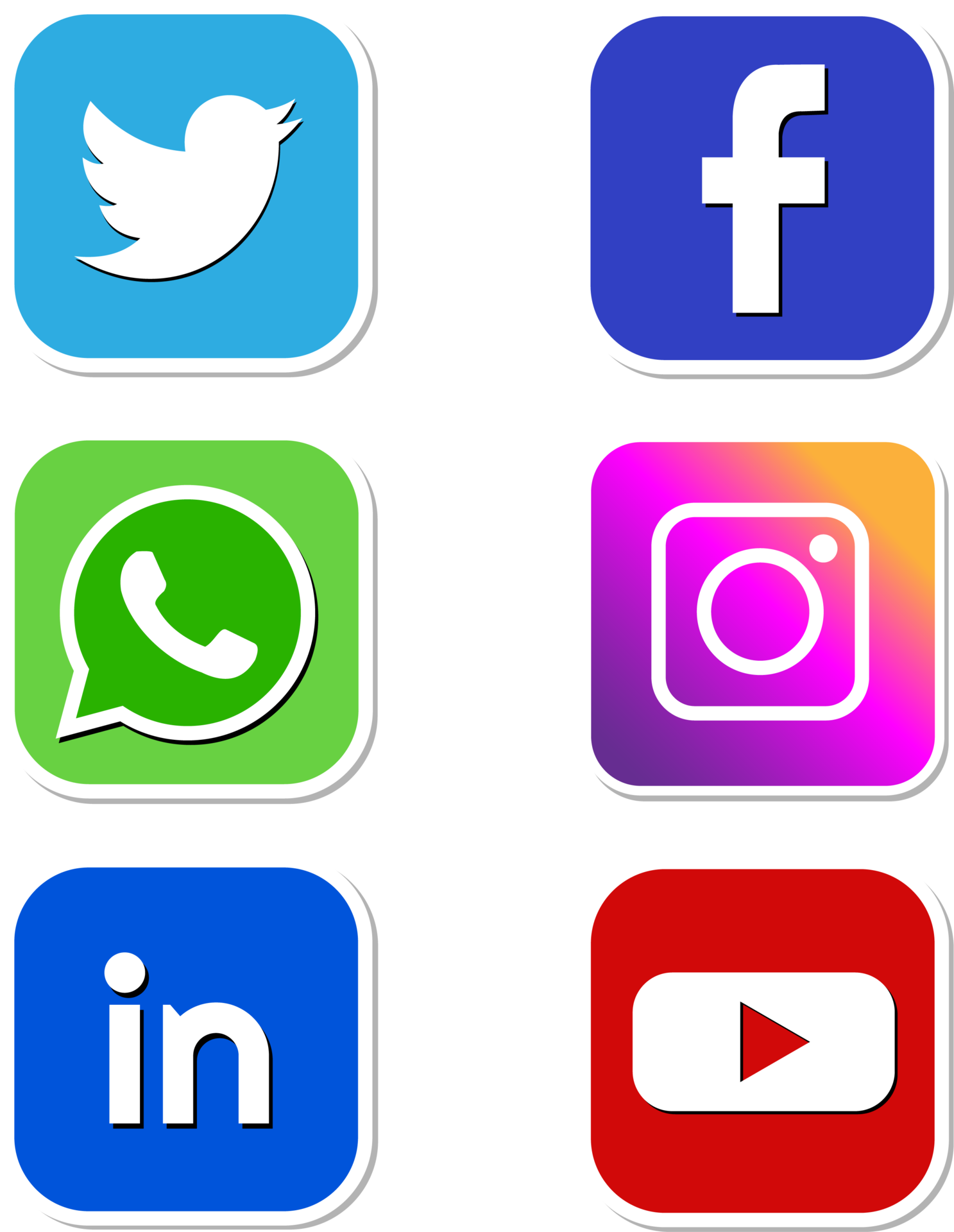 A Set Of Social Media Icons Facebook Twitter Instagram Whatsapp Youtube
