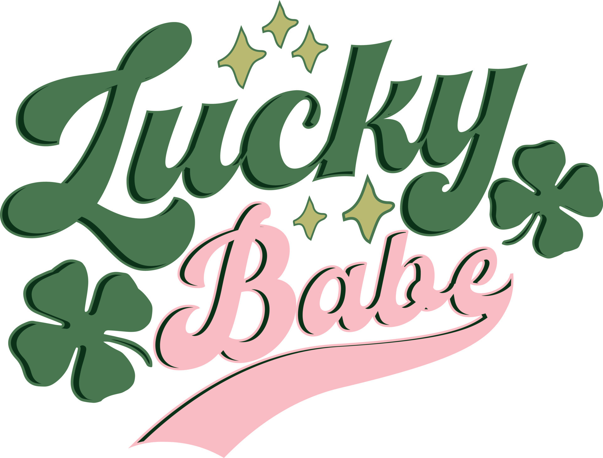 Lucky Babe Shamrock Retro Vintage St Patrick S Day Lucky T Shirt Design Vector Art At