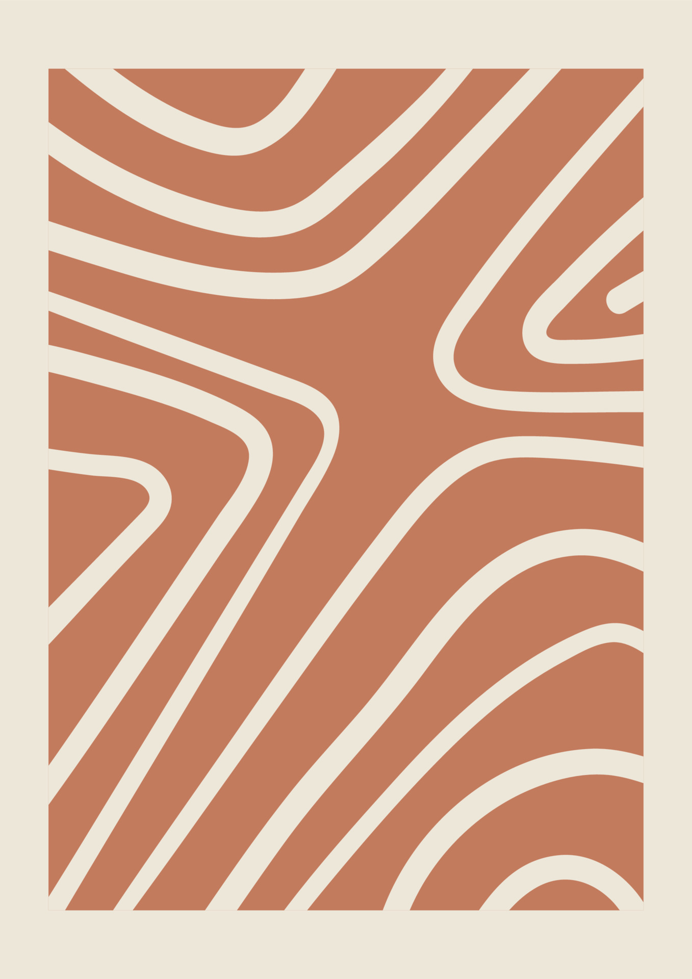 Linear Template With Abstract Shapes In Nude Colors Pastel Background In Minimalist Style