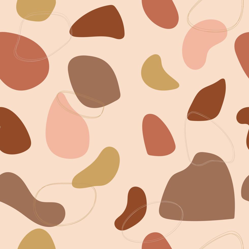 Trendy Stylish Seamless Vector Pattern With Organic Abstract Shapes And Lines In Pastel Nude