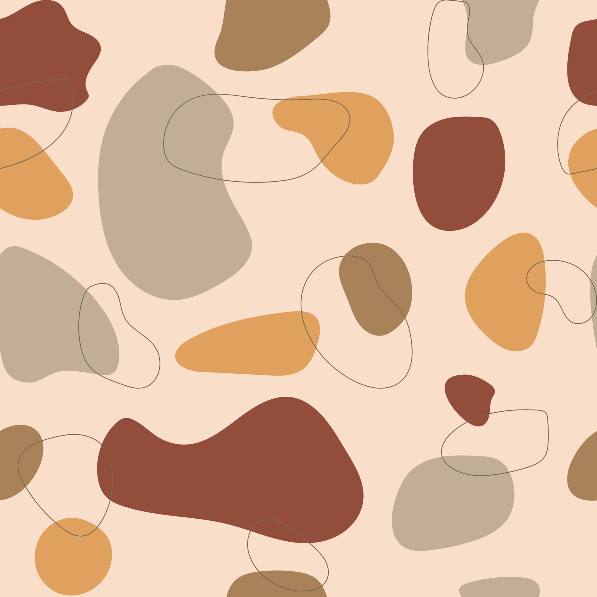 Trendy Stylish Seamless Vector Pattern With Organic Abstract Shapes And Lines In Pastel Nude