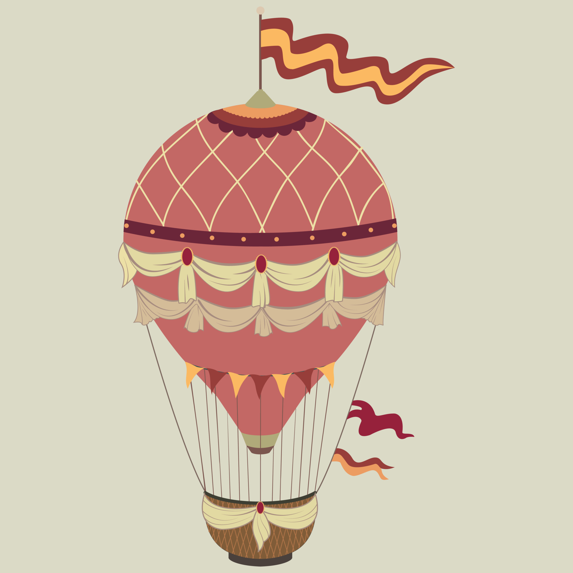 Retro Style Vintage Hot Air Balloon Vector Vector Art At Vecteezy