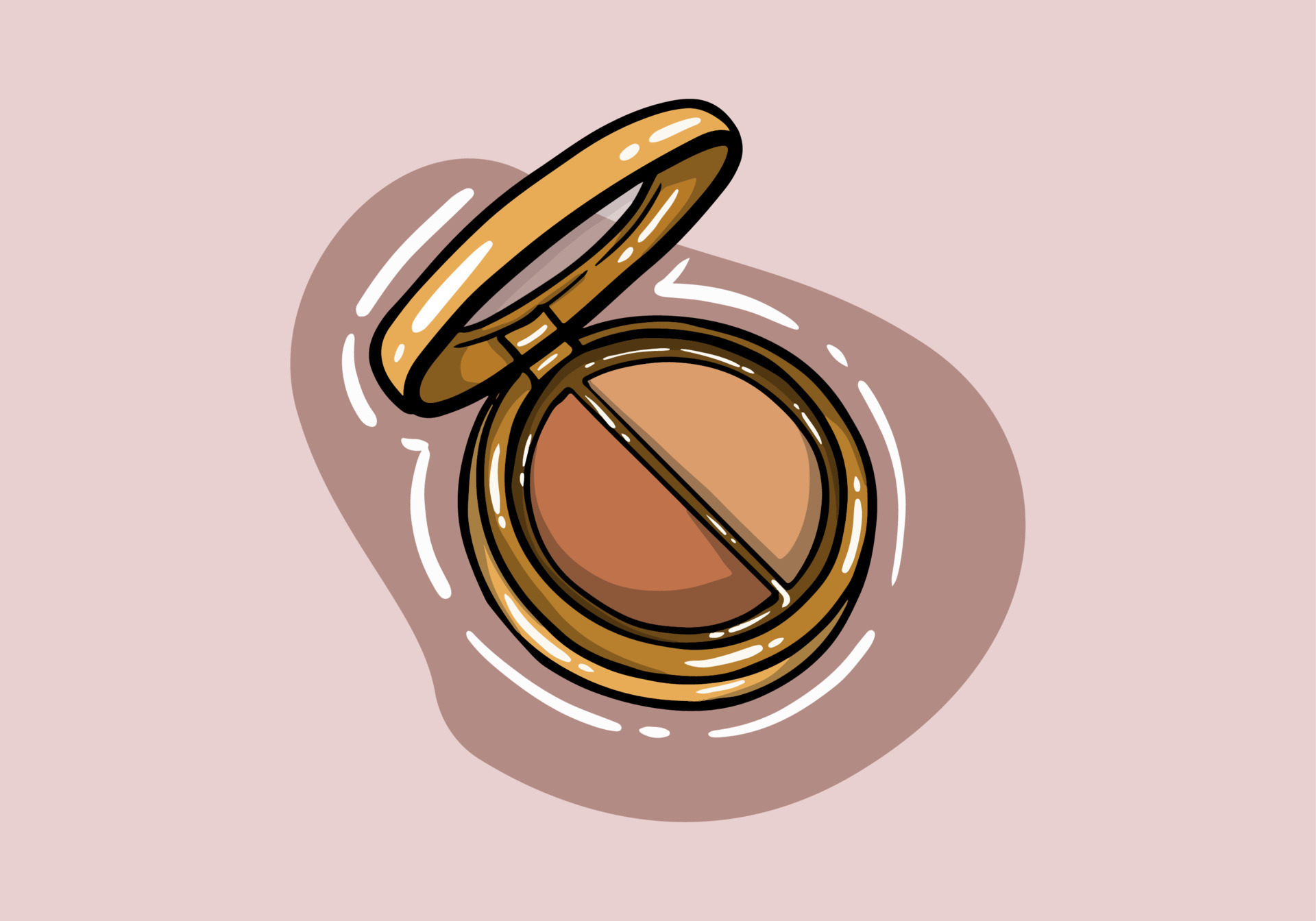 Vector Multicolored Nude Eye Shadows In Round Black Transparent Plastic Case Top View Isolated