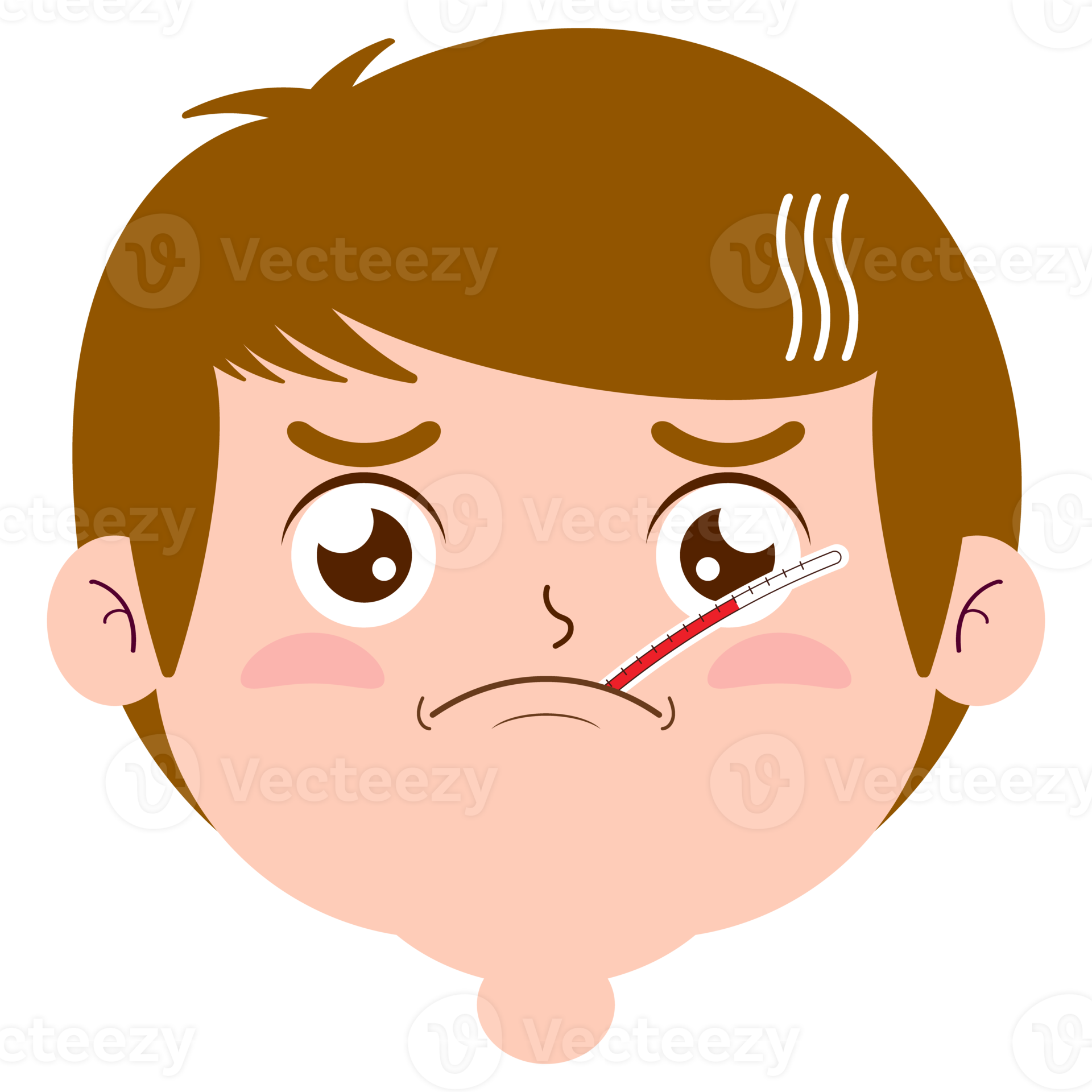 Boy Sick Face Cartoon Cute 21457129 PNG