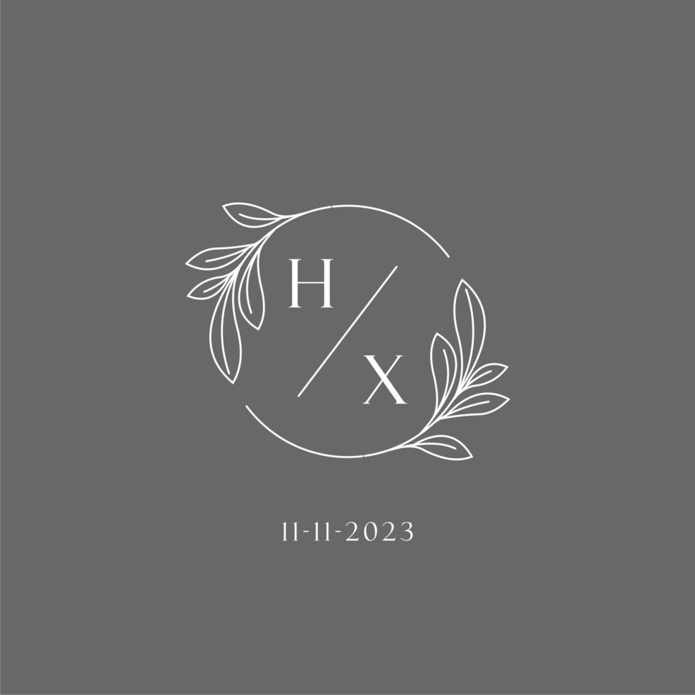 Letter HX Wedding Monogram Logo Design Creative Floral Style Initial