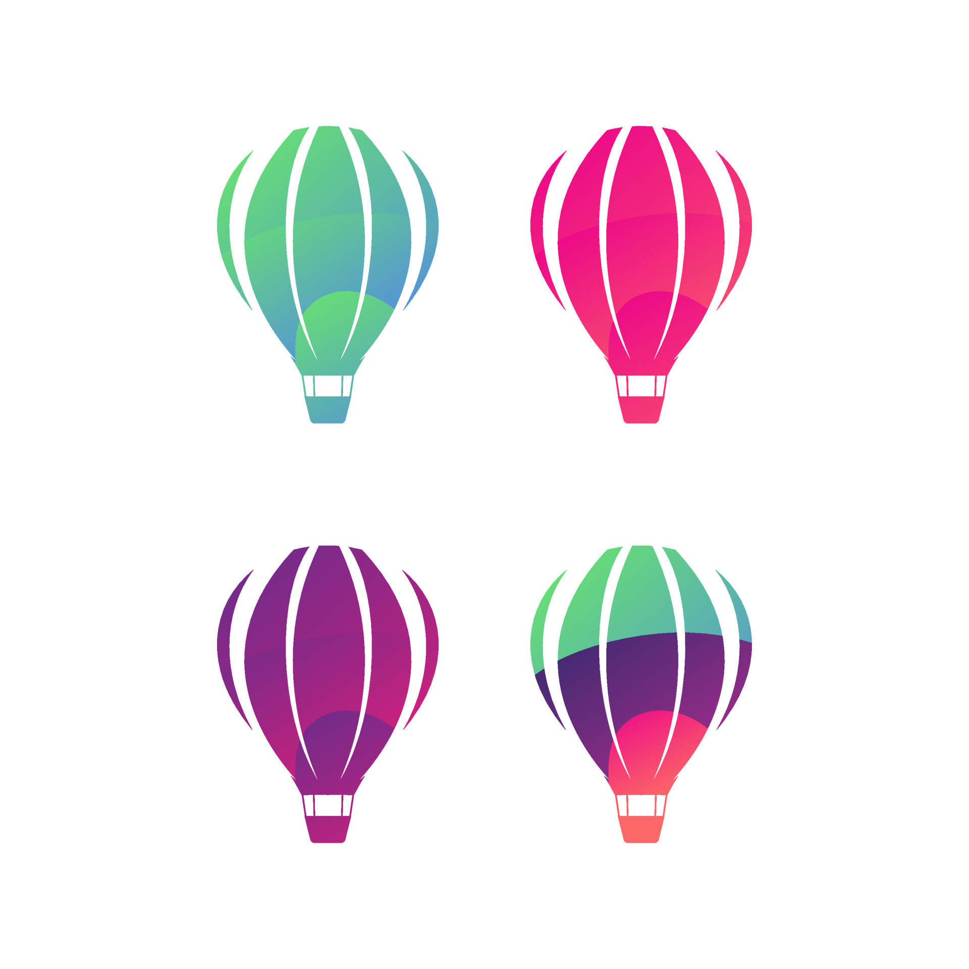 Icon Set Of Colorful Hot Air Balloon Vector Illustration Vector Art At Vecteezy