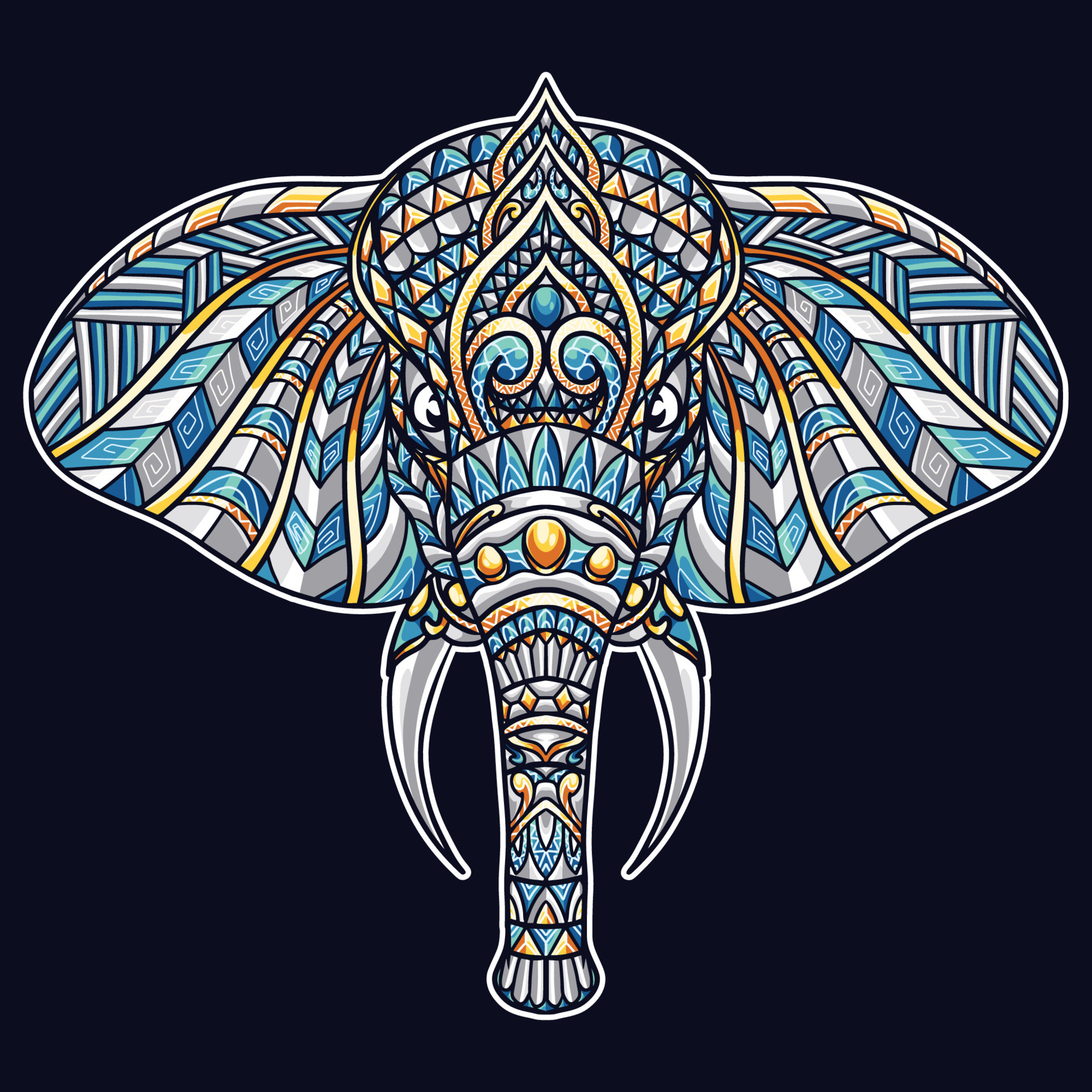 Elephant Mandala Illustration Full Colour 22529336 Vector Art At Vecteezy