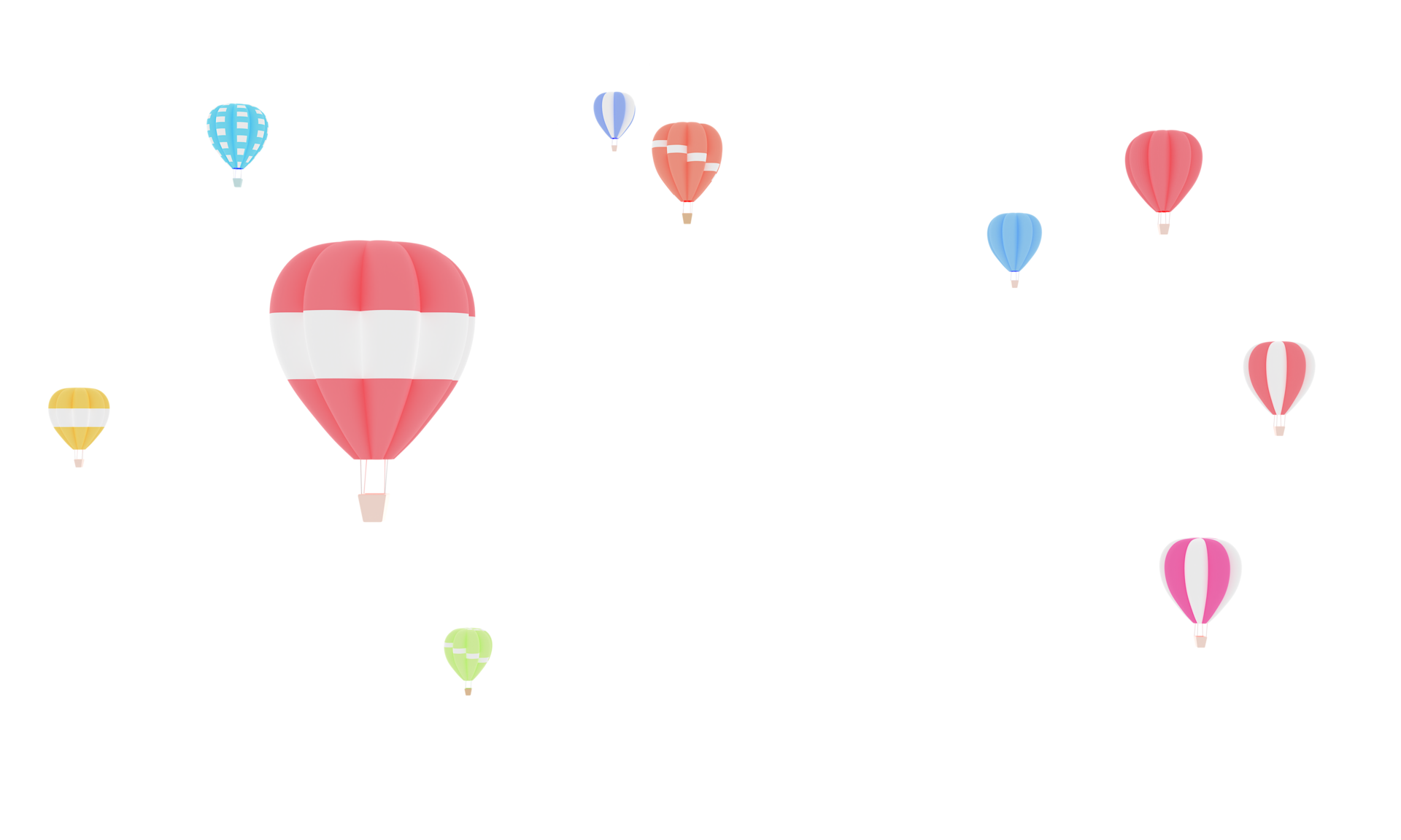 Colorful Hot Air Balloons D Rendering Illustration Digital Colorful Cute Pastel Png Png