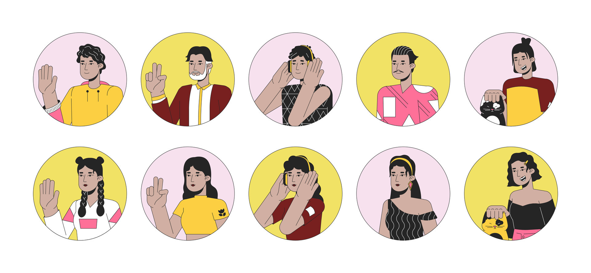 Hispano Lat N Americanos D Lineal Vector Avatares Ilustraci N Colocar Adulto Latino Latina