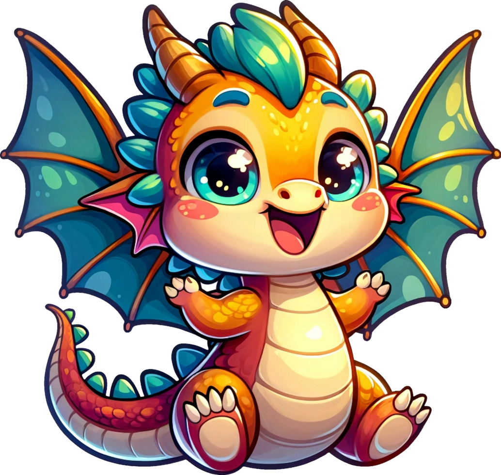 Ai Generated Cute Baby Dragon Cartoon Png Illustration This Design Is