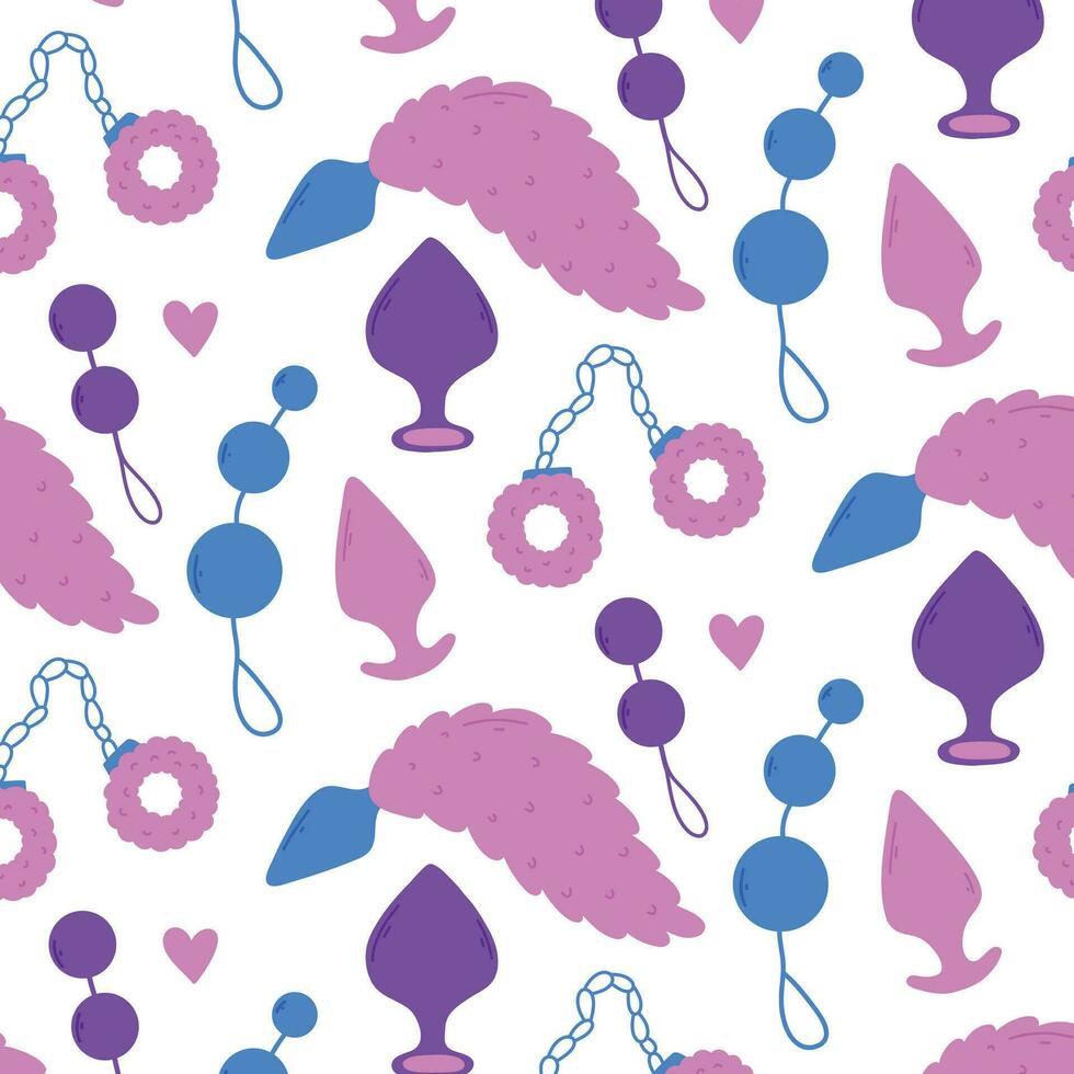 Seamless Pattern With Vibrators Print For Sex Shop Pattern With Sex Toys Vector Illustration