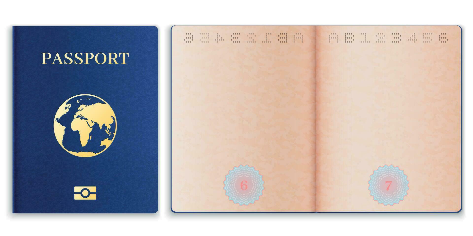 Passport Mockup Realistic Blank Open Pages Paper With Watermark