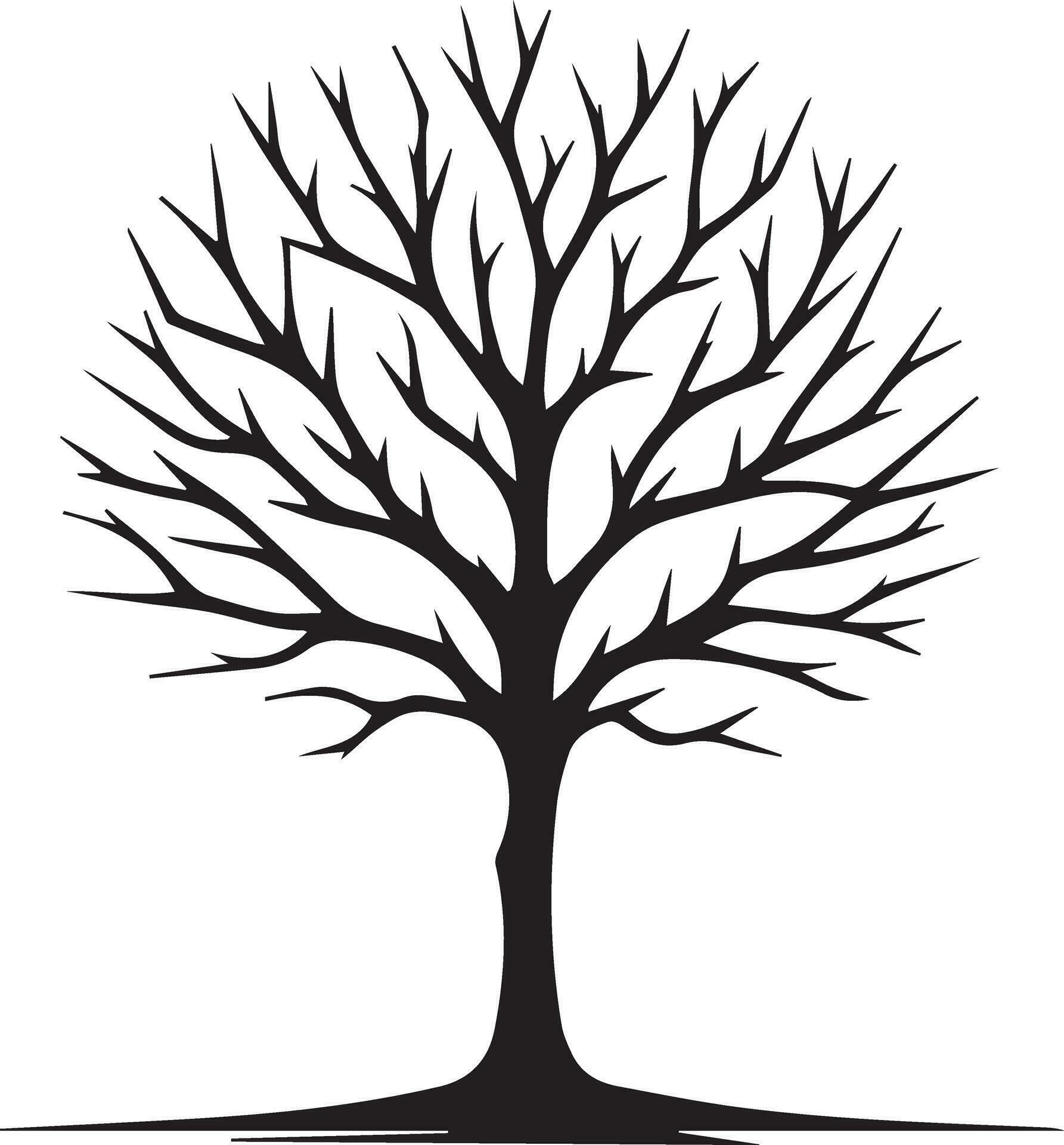 Minimal Naked Tree Silhouette Vector Silhouette Black Color Silhouette White Background 17