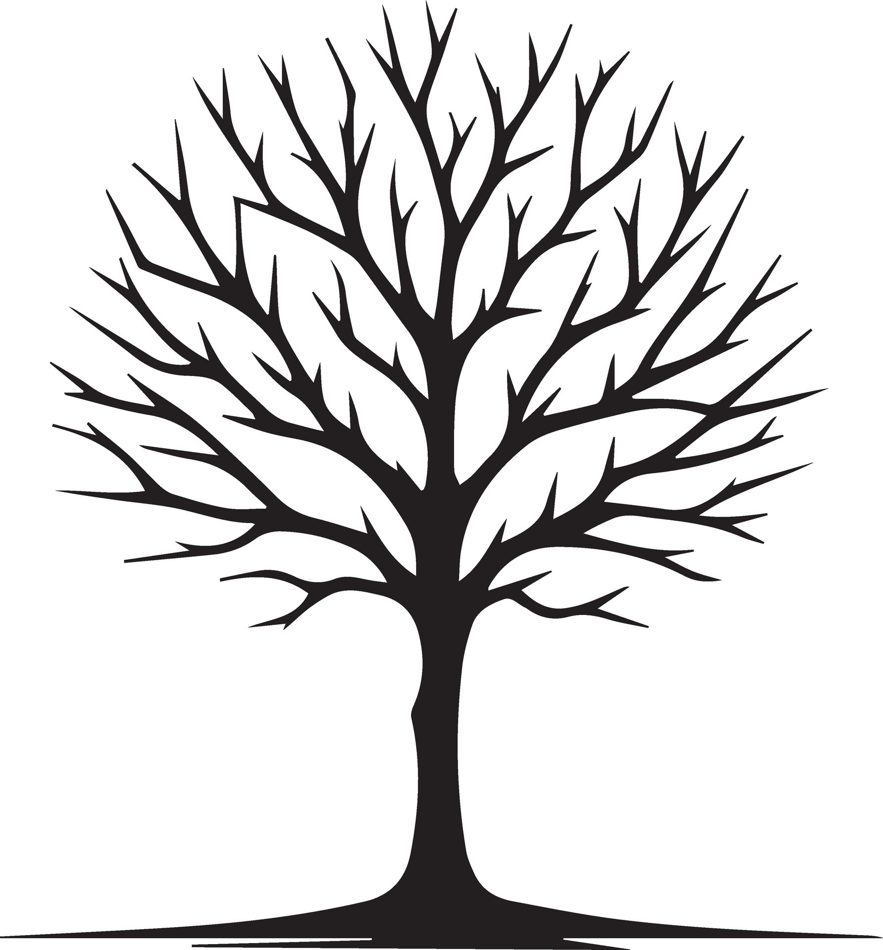 Minimal Naked Tree Silhouette Vector Silhouette Black Color Silhouette White Background 17
