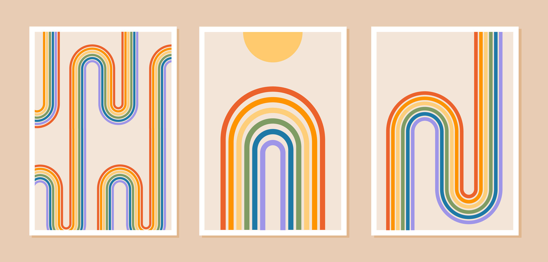 Orgullo Mes Carteles Con Arco Iris Y Gay Vibraciones Frase En Retro Maravilloso S S Estilo