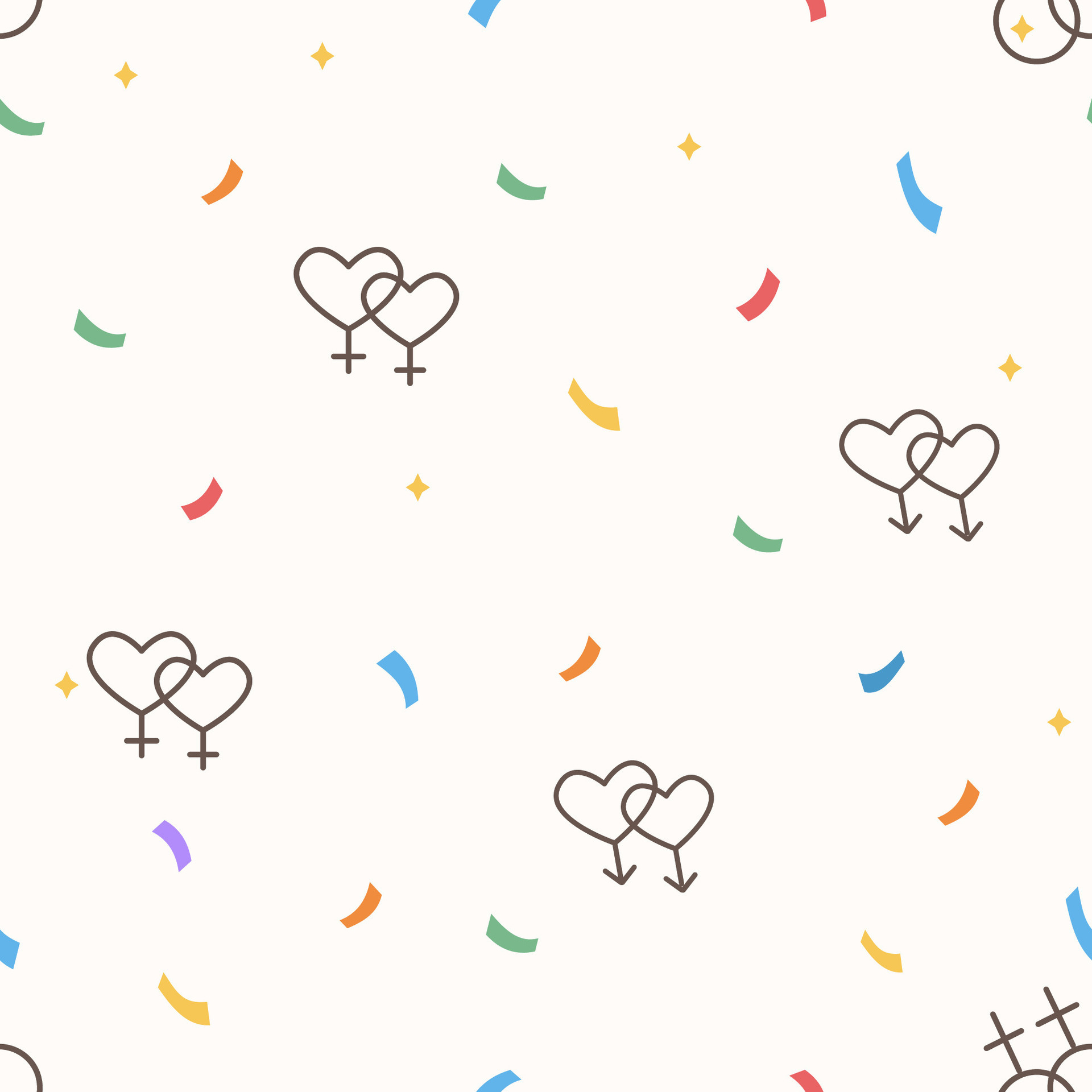 Seamless Pattern With Same Sex Signs Lgbt Marriage Icons Colorful Confetti Queer Community